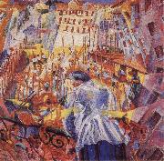 Umberto Boccioni The Noise of the Street Enters the House oil